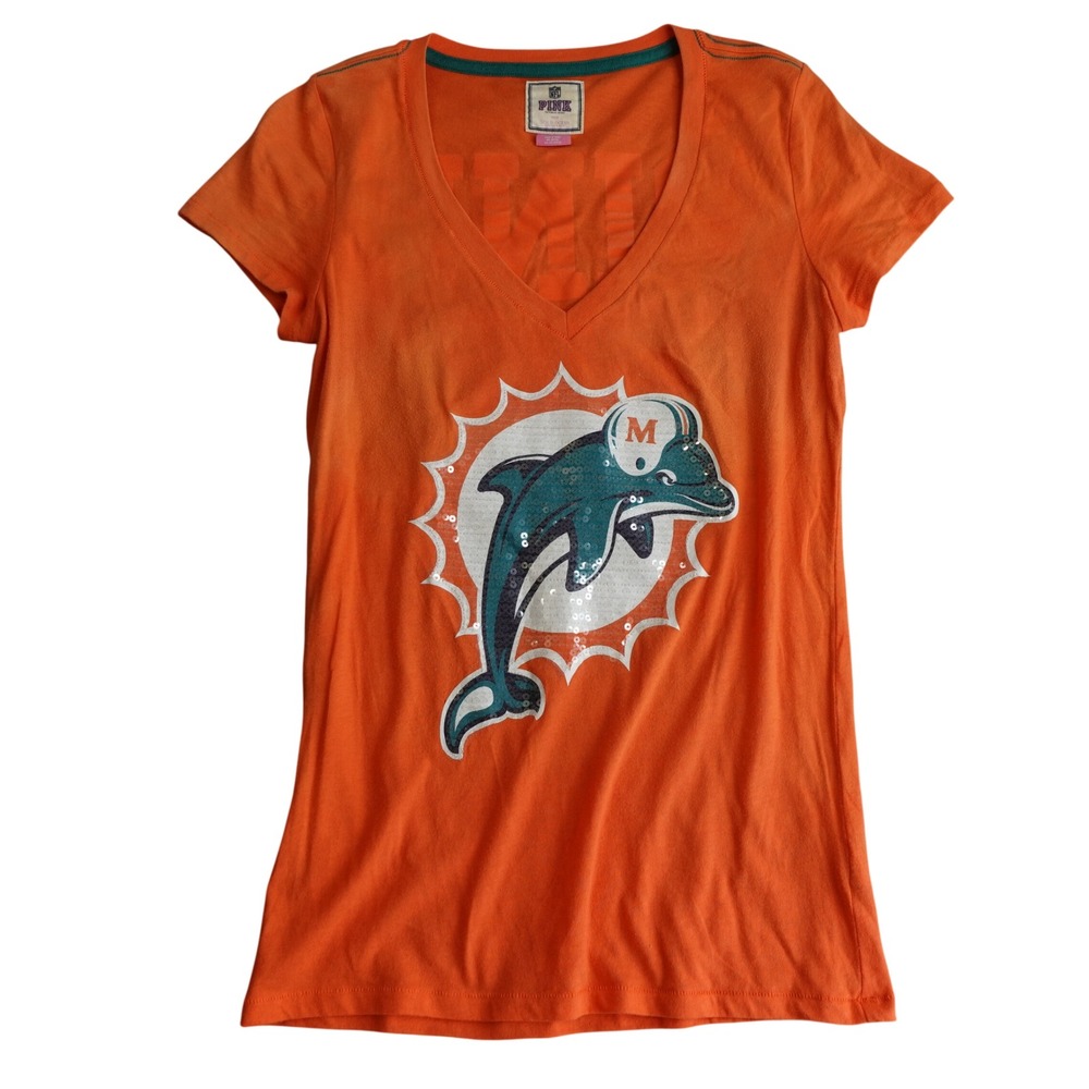 Vintage Y2K Victoria's Secret PINK Miami Dolphins T-Shirt Sequin Womens M Rare!